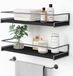 Azomor® Étagère murale élégante en bois noir avec porte-serviettes pour toute pièce