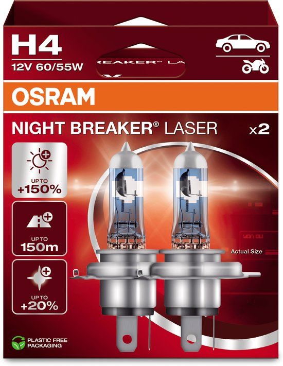 OSRAM Night Breaker Laser - H4 Halogeen Autolampen - Set van 2