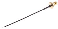 RS PRO Coaxkabel geconfectioneerd 50 Ω, 100 mm, RP-SMA/open uiteinde, zwart