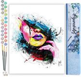 Figured'Art Schilderen op Nummer Volwassenen canvas Gezicht van de vrouw - Handwerk acrylverf Kit DIY Compleet - 40x50cm zonder frame