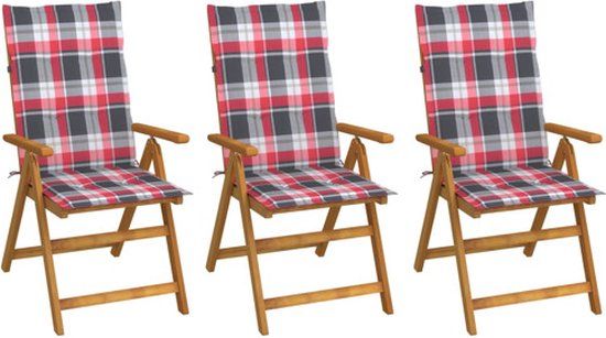 VidaXL Tuinstoelen 3 st inklapbaar met kussens massief acaciahout