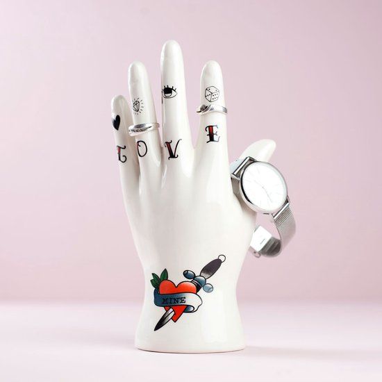 Bitten Hand Sieradenhouder - Tattoo - Wit - 20 cm