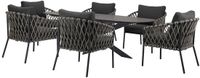 AVH-Collectie Amalfi San Francisco low dining tuinset 7-delig antraciet