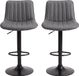 Bayt Barkruk - Verstelbaar 90-110 cm – Draaibare Barstoel met Voetensteun – PU Leer – Set van 2 – Grijs