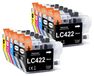 Brother 10 cartouches d'encre LC422, compatibles avec les imprimantes Brother