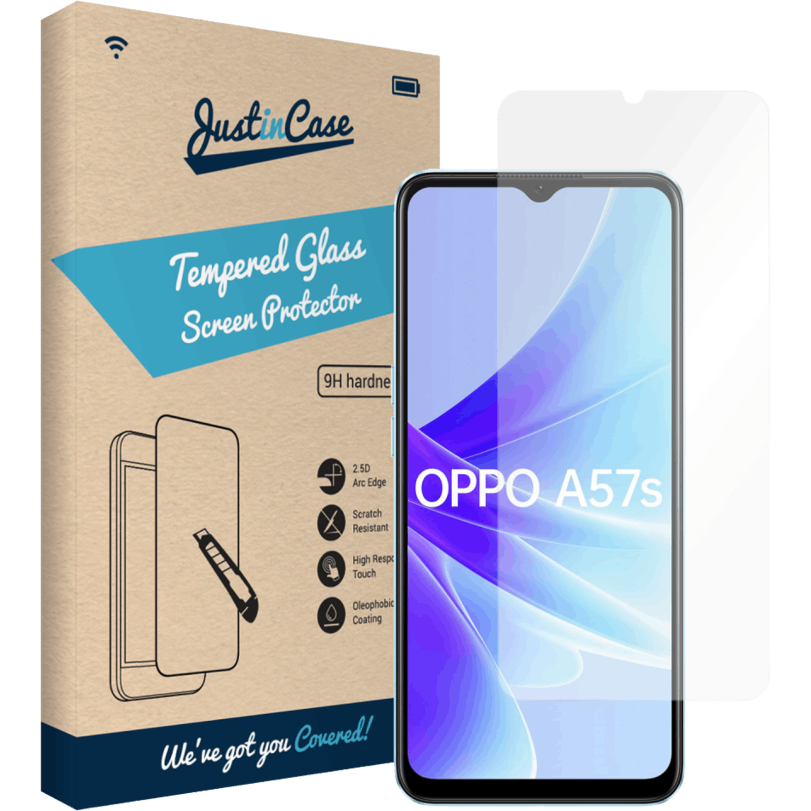 Just in Case A57s Gehard Glazen Screenprotector - 8720684843978