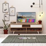 Hanah Home Moderne tv-standaard met wandmontageoptie, eiken en wit, 140 cm