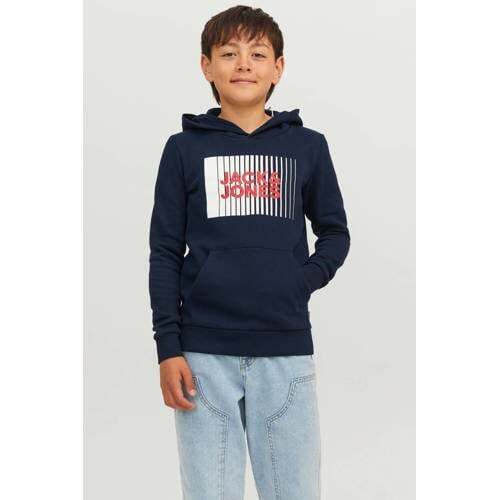 JACK & JONES JACK & JONES JUNIOR hoodie JJECORP met logo donkerblauw