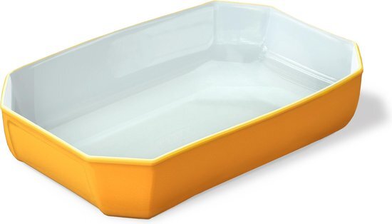 Pyrex Rechthoekige Ovenschaal 3,2l - Borosilicaatglas - Geel Glazuur Buitenzijde - 33x22xH7cm