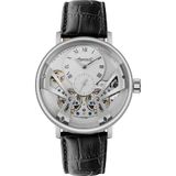 Ingersoll De Tennessee Mens 45.5mm automatisch horloge met zilveren wijzerplaat en zwarte lederen band I13105