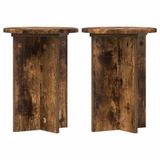 vidaXL Plantenstandaard 2 st gerookt eiken ø29,5 x 40 cm bewerkt hout