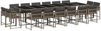 vidaXL 17-delige Tuinset met Kussens, Poly Rattan, Grijs