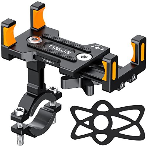 Tiakia Fiets mobiele telefoonhouder aluminiumlegering motorfiets scooter fiets universele mobiele telefoonhouder snelspanner outdoor stuur mobiele telefoon houder met 360° draaibaar voor smartphone van 4,5-7,0 inch