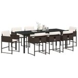 vidaXL - Tuin - Eettafel - Set - 9 - st - Bruin - poly - rattan