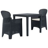 vidaXL Ensemble de jardin 3 pièces aspect rotin plastique anthracite