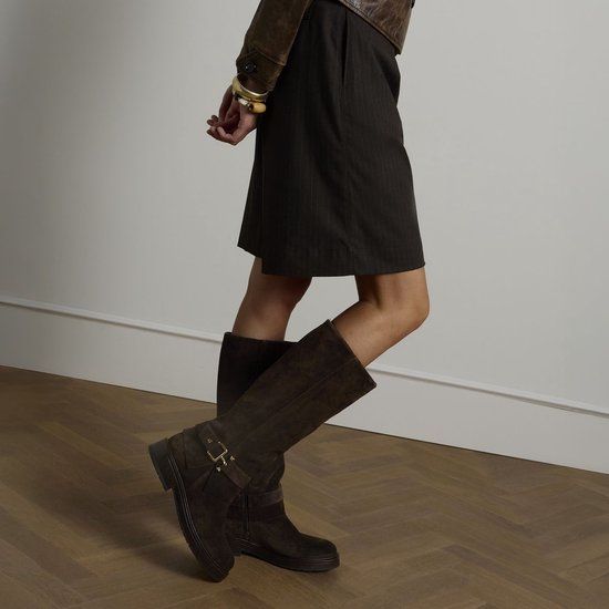 No Stress Donkerbruine suède hoge laarzen - Maat 38