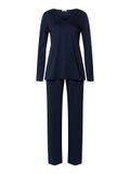 Hanro Pyjama Cotton Silk Vrouwen Lange mouw diep marineblauw Effen S
