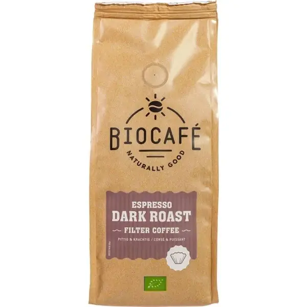 Biocafé Filterkoffie Espresso Dark Roast 250gr