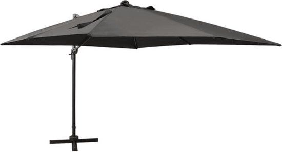 vidaXL Zweefparasol met paal en LED-verlichting 300 cm antracietkleur
