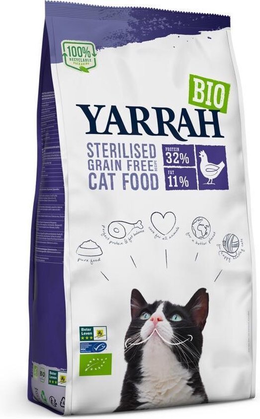 YARRAH cat sterilised grain free kattenvoer 2 kg