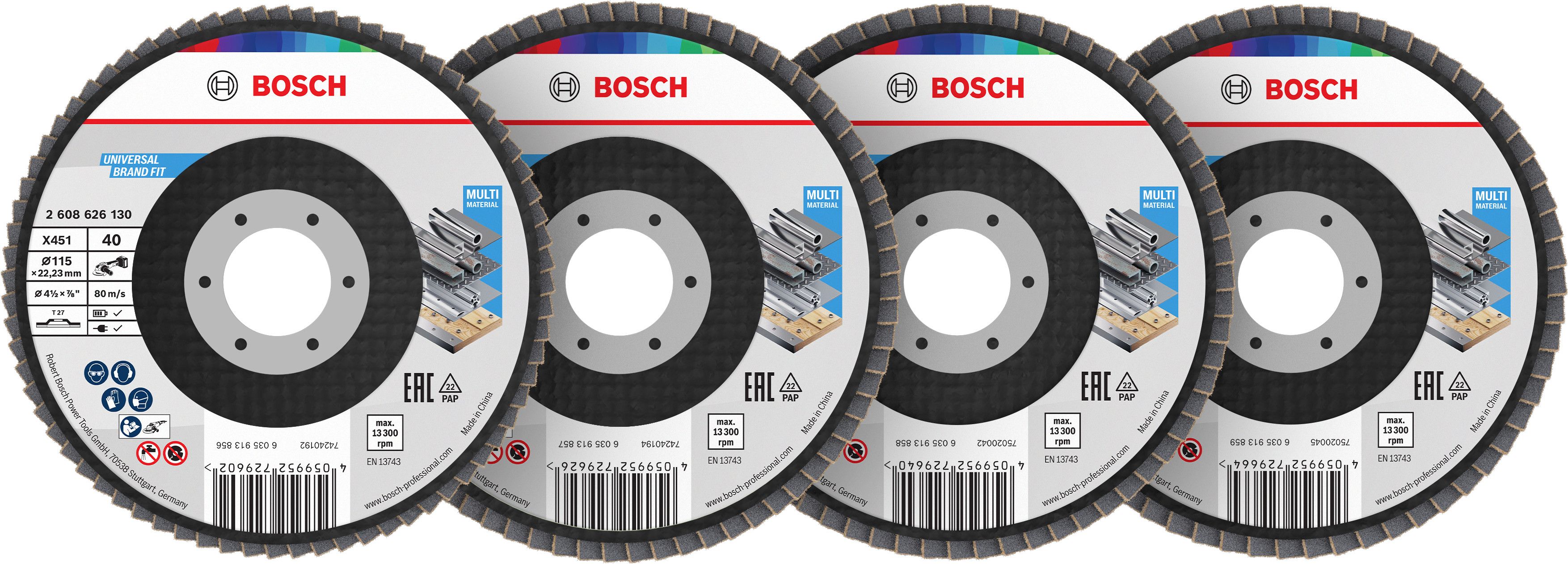 Bosch Accessoires X451 Lamellenschuurschijfset | 115 x 22,23 mm | G40; 60; 80; 120 | T27 | 15 stuks - 2608626165