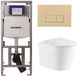 Geberit QeramiQ Dely Toiletset - 36.3x51.7cm - diepspoel - rimless - Geberit UP320 inbouwreservoir - met Burda frame - softclose toiletzitting - bedieningsplaat beige - rechthoekige knoppen - mat wit