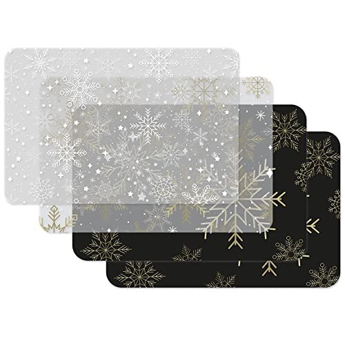 Venilia 59148 Tafelset Snowflakes Mix, placemat voor eetkamer, borden onderzetters, kersttafeldecoratie, kerstplacemat, afwasbaar, geschikt voor levensmiddelen, 45 x 30 cm, 4 stuks