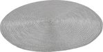 Gerimport Placemat - metallic zilver - 38 cm - rond - geverfd jute