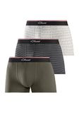 s.Oliver Heren 24161629 boxershorts, olijfgroen + grijs gestreept + grijs patroon, S (verpakking van 3)
