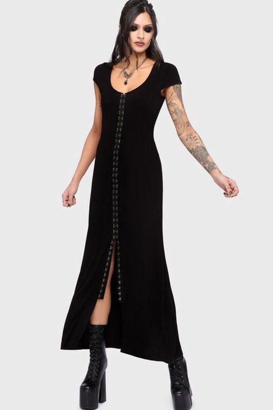 Killstar Chapel Blessing - Hook & Eye Maxi Dress Dames Maxi-jurk - zwart - S