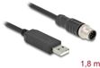 Delock M12-Serienverbindungskabel mit FTDI-Chipsatz, USB 2.0 Typ-A Stecker auf M12 RS-232 Stecker A-kodiert 8-polig 1,8 m schwarz