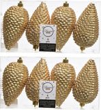 Decoris Kaemingk B.V. 12x Gouden dennenappels kerstballen 12 cm - Glitter - Onbreekbare plastic kerstballen - Kerstboomversiering goud
