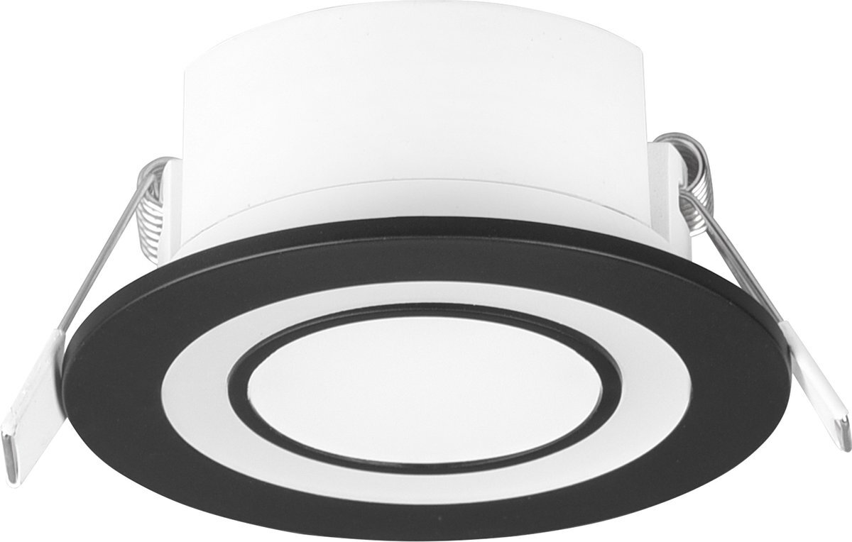 Qualu LED Spot - Inbouwspot - Torna Cynomi - 5W - Warm Wit 3000K - Rond - Mat Zwart - Kunststof - Ø80mm