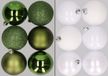 Merkloos / Sans marque Billiet - Vanlaere 12x stuks kunststof kerstballen mix van appelgroen en wit 8 cm