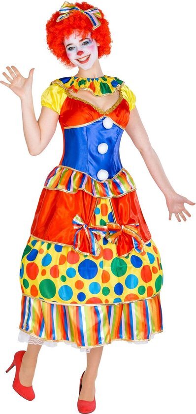 Tectake dressforfun - Vrouwenkostuum clown Fridoline XXL - verkleedkleding kostuum halloween verkleden feestkleding carnavalskleding carnaval feestkledij partykleding - 300781