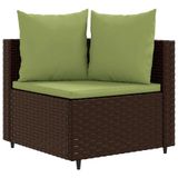 vidaXL 10-delige Loungeset met Kussens Poly Rattan Bruin