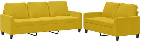 vidaXL 2-delige Loungeset met kussens fluweel geel