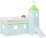 Homestyle4u Hoogslaper - 90x200 cm - groen - met glijbaan