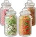 Sans marque Pot à bonbons en verre – Lot de 1 x 1,2 litre – Avec étiquettes et couvercles – Vintage – Pour mariages, fêtes et cuisine – Lavable au lave-vaisselle – Pour biscuits et chocolats