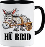 Mok HÜ BRID Mok met spreuk | Grappige mok met ezelmotief en spreuk | Grappig cadeau voor vrouwen en mannen voor verjaardag of afscheid (zwart)