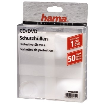 Hama CD/DVD Protective Sleeves, Pack of 50