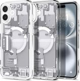 Spigen Ultra Hybrid MagFit - Hoesje Geschikt voor Apple iPhone 16 - Compatibel met MagSafe - Back Cover Zero One Wit