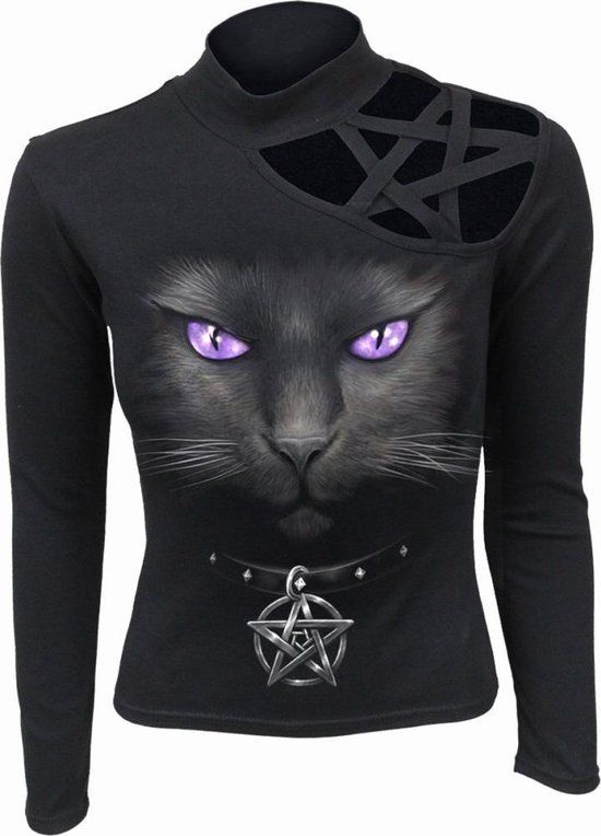 Spiral Black Cat Dames Shirt met lange mouwen - zwart - XL