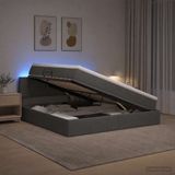 vidaXL LED Opbergbed met Matras Donkergrijs 160 x 200 cm Stof