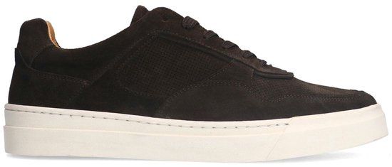 Manfield Heren Donker Bruine Suède Sneakers Maat 43