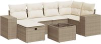 vidaXL 7-delige Loungeset met Kussens Poly Rattan Beige
