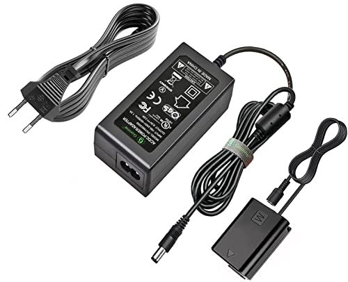 Gonine AC-PW20 voedingsadapter en DC-koppeling-laadset, NP-FW50-accu voor Sony Alpha A6500, A6400, A6300, A7, A7II, A7RII, A7SII, A7S, A7S2, A7R, A7R2, A55, A5100, ZV-E10, RX10 vervangen