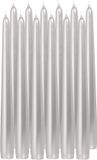 Trend Candles Dinerkaarsen/kandelaarkaarsen Cello - 12x stuks - zilver - 8 branduren - 25 cm