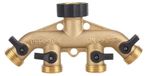 Distributeurs de tuyaux d'arrosage - Raccord 4 voies - Laiton durable - Accessoire de jardin - Pratique pour l'entretien du jardin - Convient à tout jardin