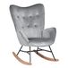 39F FURNITURE DREAM Schommelstoel fluweel voor kinderen, ontspannend, Scandinavisch, armleuning, ligstoel met hoge rugleuning, slaapkamer, kantoor, woonkamer, grijs, 68 x 87 x 98 cm